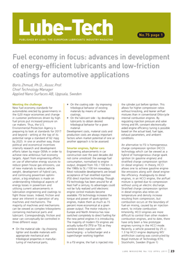 Fuel Economy in Focus: Advances in Development of Energy-Efficient Lubricants and Low-Friction Coatings for Automotive Applications