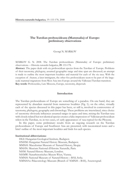 The Turolian Proboscideans (Mammalia) of Europe