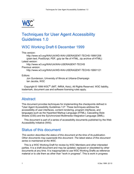 Techniques for User Agent Accessibility Guidelines 1.0