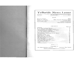 Telluride News Letter