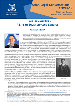 William Ah Ket - a Life of Diversity and Service