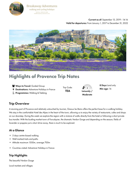 Highlights of Provence Trip Notes