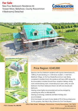 For Sale Price Region: €240,000