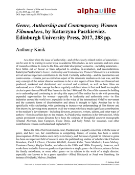 Genre, Authorship and Contemporary Women Filmmakers, by Katarzyna Paszkiewicz