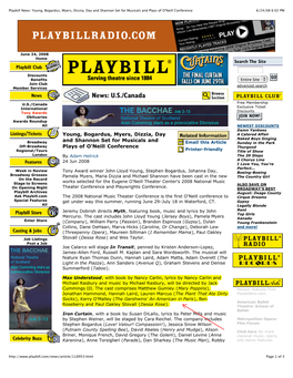 Young, Bogardus, Myers, Dizzia, Day and Shannon Set for Musicals and Plays of O'neill Conference 6/24/08 6:02 PM