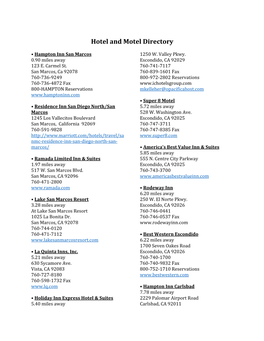 Hotel and Motel Directory