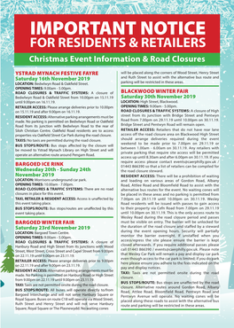 Christmas Event Information & Road Closures