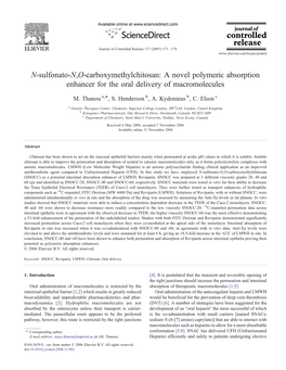 A Novel Polymeric Absorption Enhancer for the Oral Delivery of Macromolecules ⁎ M