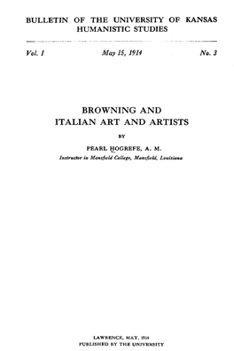 Browning and Italian Art and Artists