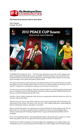The Peace Cup Soccer Event Is Shut Down