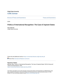 Politics of International Recognition: the Case of Aspirant States