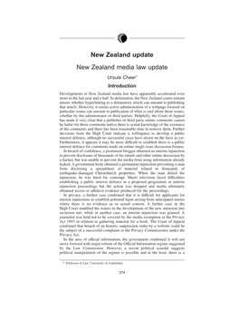 New Zealand Update New Zealand Media Law Update