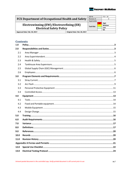 FCX Department of Occupational Health and Safety Electrowinning