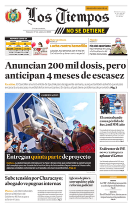 Anuncian 200 Mil Dosis, Pero Anticipan 4 Meses De Escasez Gestión