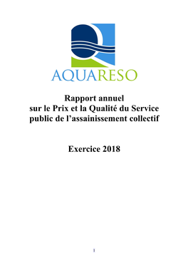 Rapport Annuel Sur Le Prix Et La Qualité Du Service Public De L'assainissement Collectif Exercice 2018