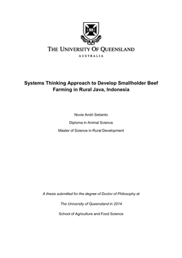 Systems Thinking Approach to Develop Smallholder Beef Farming in Rural Java, Indonesia