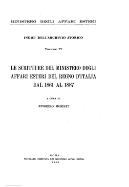 Ministero Degli Affari Esteri Del Regno D'italia 1861