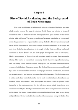 Rise of Social Awakening and the Background of Bodo Movement