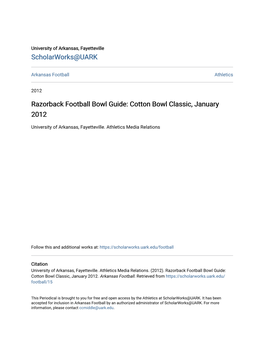 Razorback Football Bowl Guide: Cotton Bowl Classic, January 2012