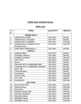 Download Price List