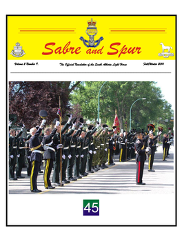 Volume 2 Number 9. Fall/Winter 2014 the Official Newsletter of the South Alberta Light Horse