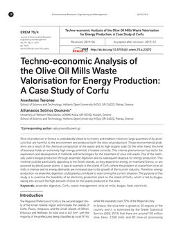 Techno-Economic Analysis of the Olive Oil Mills Waste Valorisation