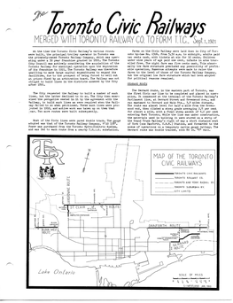 Toronto Civic Raiiwys MERGED VITH TORONTO RAILWAY CO, TOFORM TTC, &J