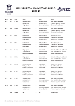 Hallyburton Johnstone Shield Schedule