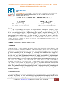 A Study on Facades of the Tall Buildings in Uae C .M