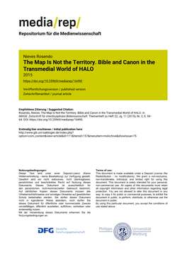 The Map Is Not the Territory. Bible and Canon in the Transmedial World of HALO 2015