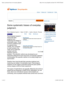 Some Systematic Biases of Everyday Judgment