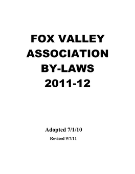 Fox Valley Association By-Laws 2011-12