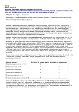 P1448 Poster Session V Molecular Diagnosis of Respiratory Tract