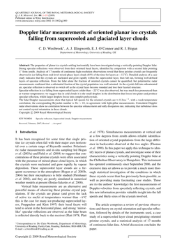 Doppler Lidar Measurements of Oriented Planar Ice Crystals Falling from Supercooled and Glaciated Layer Clouds