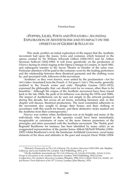 An Initial Exploration of Aestheticism and Its Impact on the Operettas of Gilbert & Sullivan