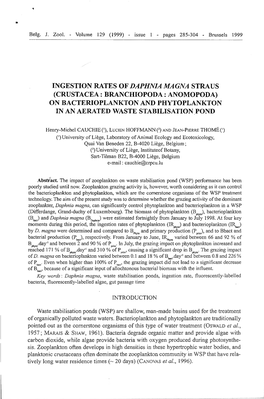 • Ingestion Rates of Daphnia Magna Straus (Crustacea