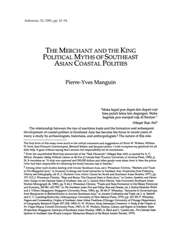 The Merchant and the King Political Myths of Southeast Asian Coastal Polities