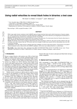 Using Radial Velocities to Reveal Black Holes in Binaries: a Test Case M