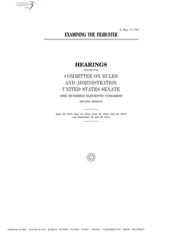 Examining the Filibuster Hearings