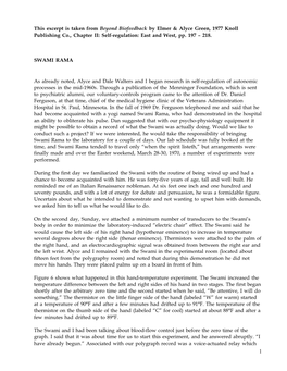 Beyond Biofeedback by Elmer & Alyce Green, 1977 Knoll Publishing Co., Chapter II: Self-Regulation: East and West, Pp