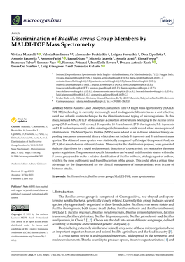 Discrimination of Bacillus Cereus Group Members by MALDI-TOF Mass Spectrometry