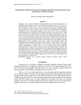 Gemmological Analysis of Nanyaseik Corundum and Other Precious Gemstones from Kachin State, Northern Myanmar