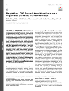 The P300 and CBP Transcriptional Coactivators Are Required for Β