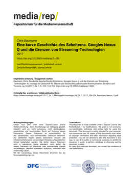 Eine Kurze Geschichte Des Scheiterns. Googles Nexus Q Und Die Grenzen Von Streaming-Technologien 2017