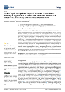 An In-Depth Analysis of Physical Blue and Green Water Scarcity in Agriculture in Terms of Causes and Events and Perceived Amenability to Economic Interpretation