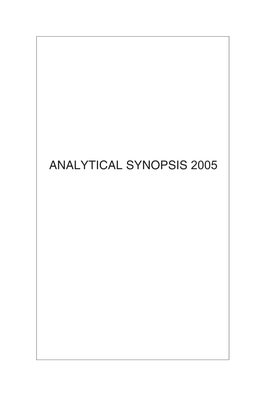 Analytical Synopsis 2005 Note to the Reader