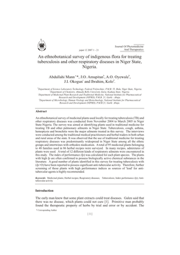 Citations of Respiratory Diseases in Niger State, Nigeria