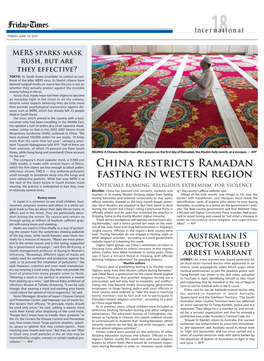 China Restricts Ramadan Fasting in Western Region