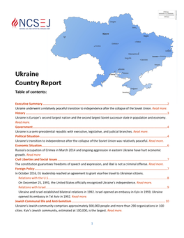 Ukraine Country Report Table of Contents