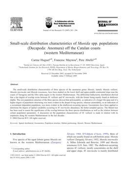 Small-Scale Distribution Characteristics of Munida Spp. Populations (Decapoda: Anomura) Off the Catalan Coasts (Western Mediterranean)